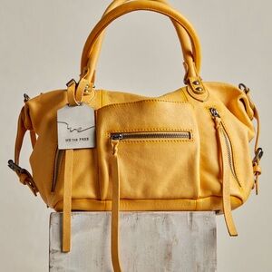 We The Free Yellow Leather Satchel Bag